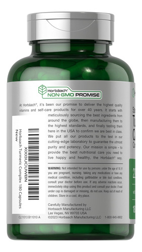 Suplemento Horbaach De Cúrcuma Com Pimenta Preta 250 Mg 180 - Imagem 3
