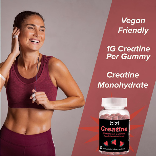 Gomas De Creatina Com Sabor De Melancia Bizi 1000 Mg 60 Quil - Imagem 6