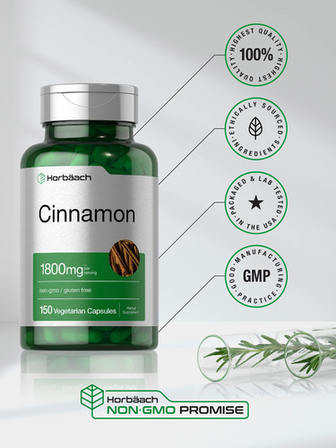 Suplemento Horbaach Canela 1800mg Ceilão 150 Cápsulas - Imagem 5