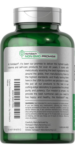 Suplemento Horbaach Ceylon Canela 6000mg 150 Cápsulas - Imagem 3