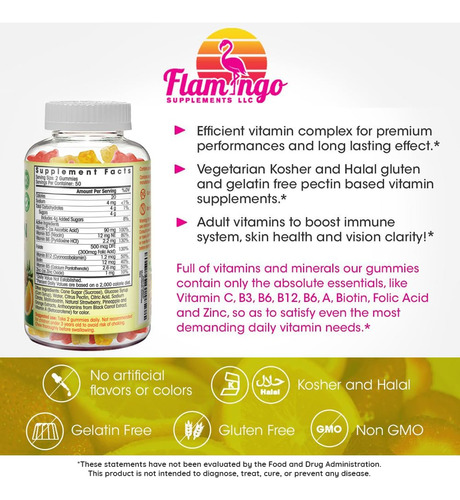 Gomas Multivitamínicas Flamingo Supplements Vegan 100 Gummie - Imagem 2
