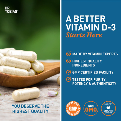 Suplemento Dr. Tobias Vitamina D-3 5.000 Ui Imune, Osso 90c - Imagem 5