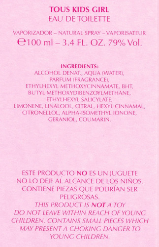 Perfume Tous Kids Girl Eau De Toilette 100ml Para Meninas - Imagem 3