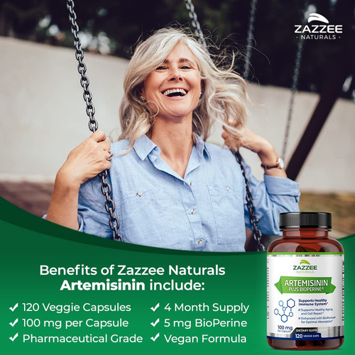 Suplemento Zazzee: Artemisinina, 100 Mg, Cápsulas, 120 Vegan - Imagem 2