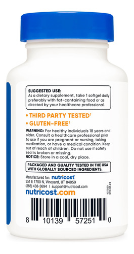Suplemento Nutricost Astaxantina 12 Mg 30 Cápsulas Gelatinos - Imagem 5