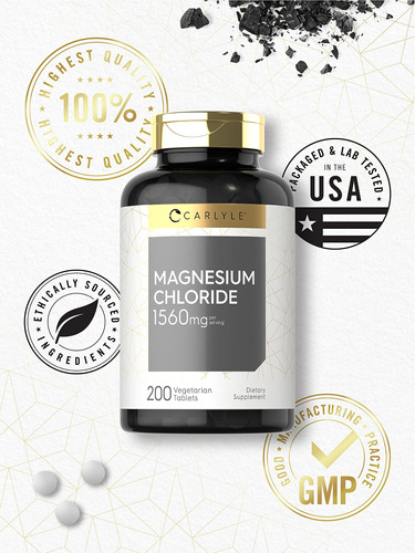 Suplemento Carlyle Cloreto De Magnésio 1560mg 200 Comprimido - Imagem 5
