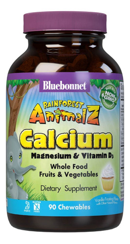 Suplemento Bluebonnet Rainforest Animalz Calcium 90 Chews