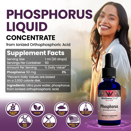 Suplemento Líquido De Fósforo Wellnessone 50 Mg 50 Porções 5 - Imagem 2