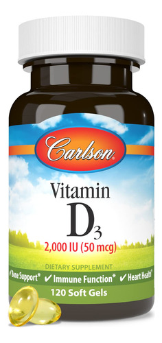 Suplemento De Vitamina D3 Carlson 2000iu (50mcg) 120 Cápsula - Imagem 5