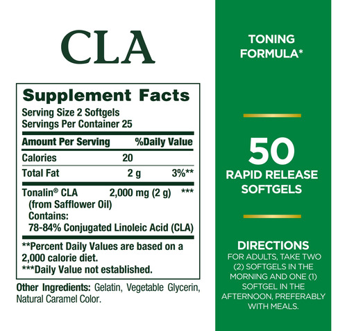 Suplemento Nature"s Bounty Tonalin Cla 1000mg 50 Cápsulas Ge - Imagem 2