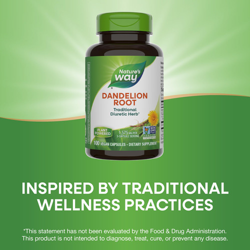Suplemento Nature"s Way Dandelion Root 100 Cápsulas - Imagem 4