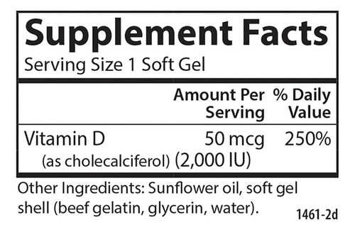 Suplemento De Vitamina D3 Carlson 2000iu (50mcg) 120 Cápsula - Imagem 4