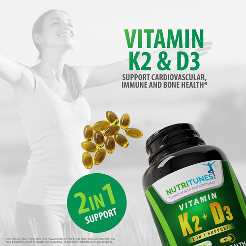 Suplemento Nutritunes Vitamina K2+ D3 5000iu (120 Cápsulas) - Imagem 5