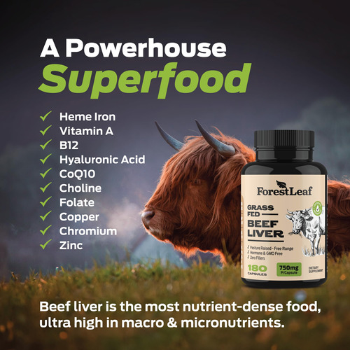 Suplemento De Fígado Bovino Forestleaf 3000 Mg 180 Cápsulas - Imagem 8
