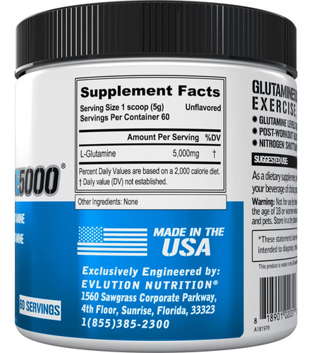 Suplemento De L-glutamina Em Pó Evolution Nutrition Vegan - Imagem 2