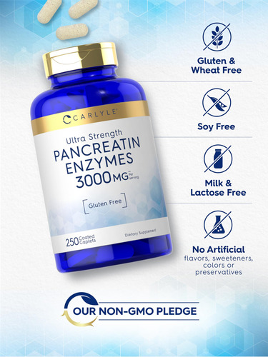 Suplemento Carlyle Pancreatin Digestive Enzymes 3000 Mg 250 - Imagem 4