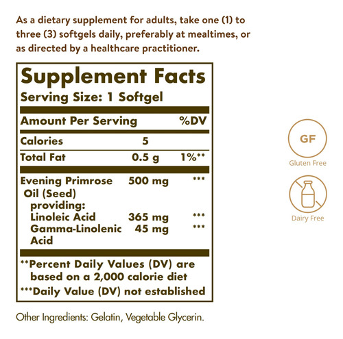 Suplemento Solgar Óleo De Prímula 500 Mg 180 Cápsulas Gelati - Imagem 2