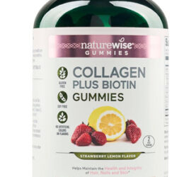 Gomas De Colágeno Naturewise Tipo 1 E 3 Com Biotina 180 Unid