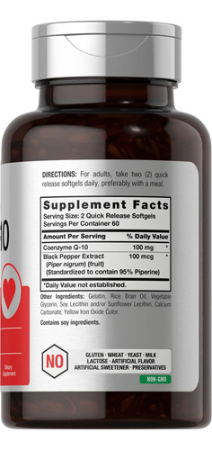 Suplemento Horbäach Coq10 100mg Softgels 120 Unidades - Imagem 2