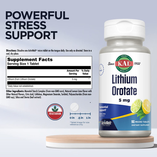 Suplemento Kal Lithium Orotato Activmelt 5mg - Imagem 3