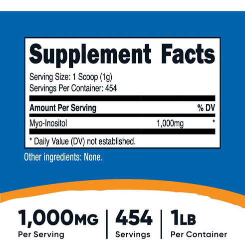 Inositol Em Pó Nutricost 454g Sem Glúten E Não Transgênico - Imagem 2