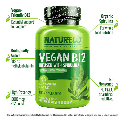 Suplemento Naturelo Vegan B12 Metil B12 1000mcg 90 Cápsulas - Imagem 4