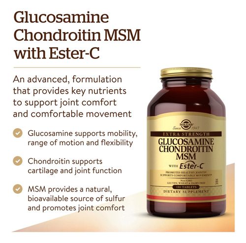 Suplemento Solgar Extra Strength Glucosamina Condroitina Msm - Imagem 3