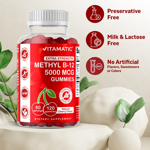 Suplemento Vitamínico De Vitamina B12:5.000 Mcg, Gomas, 120 - Imagem 3