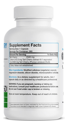 Suplemento Bronson Tart Cherry Extract 2500mg 360 Cápsulas - Imagem 2