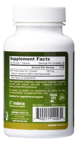 Suplemento Jarrow Formulas Milk Thistle 150 Mg 100 Cápsulas - Imagem 2