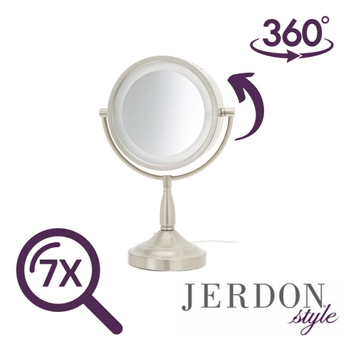 Espelho De Maquiagem Jerdon Lighted Tabletop Com Ampliação D - Imagem 4