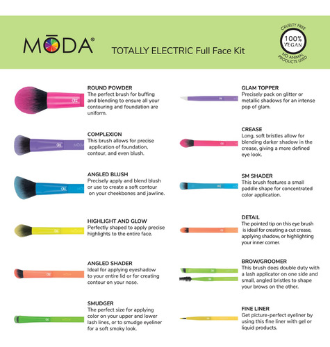 Conjunto De Pincéis De Maquiagem Moda Totally Electric, 13 P - Imagem 6