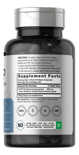 Suplemento Horbäach 5htp 400mg 120 Cápsulas Extra Strength - Imagem 2