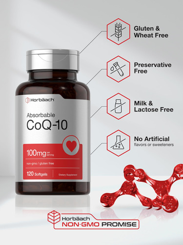 Suplemento Horbäach Coq10 100mg Softgels 120 Unidades - Imagem 5