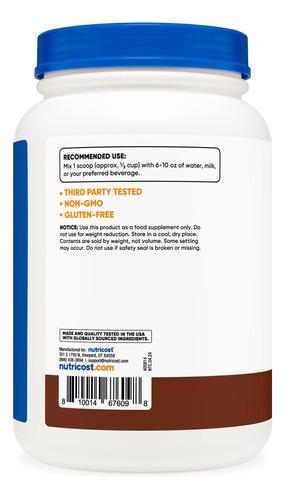 Proteína Em Pó Nutricost Whey Concentrate Chocolate 907g - Imagem 5