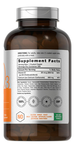 Suplemento De Cálcio Horbäach 600mg Com Vitamina D3 500 Cáps - Imagem 2