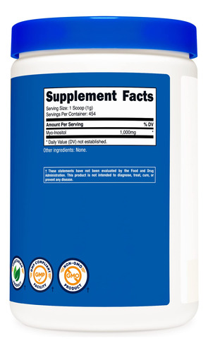 Inositol Em Pó Nutricost 454g Sem Glúten E Não Transgênico - Imagem 4