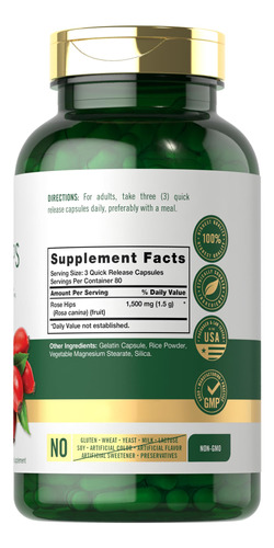 Suplemento Carlyle Rose Hips 1500 Mg 240 Cápsulas - Imagem 2