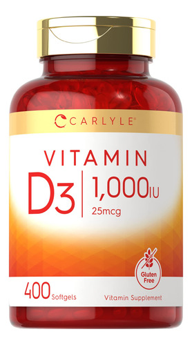 Suplemento De Vitamina D3 Carlyle 1000 Ui 400 Cápsulas De Ge