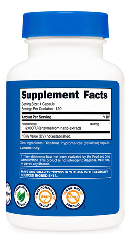 Suplemento Nutricost Nattokinase 2.000 Fu 120 Cápsulas - Imagem 5