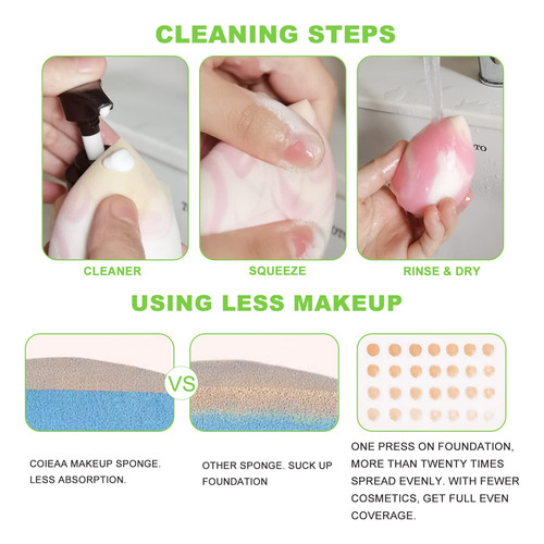 Conjunto De Esponjas De Maquiagem Coieaa Foundation Blending - Imagem 5