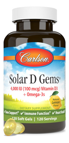 Suplemento Carlson Solar D Gems Vitamina D3 4000 Iu Com Ômeg - Imagem 8