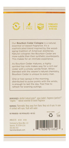 Cologne Barrel & Oak Bourbon Cedar Eau De Cologne 80ml Men - Imagem 2