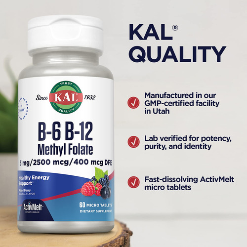 Suplemento De Vitamina B Kal Activmelt B-6 B-12 Metil Folato - Imagem 5