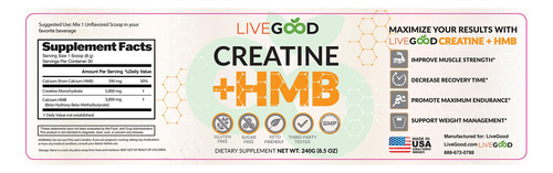 Suplemento Livegood Creatine Plus Hmb 250ml Para Músculos - Imagem 2