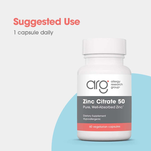 Suplemento Allergy Research Group Citrato De Zinco 50 Mg 60 - Imagem 4