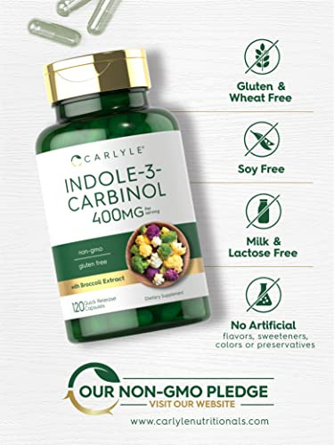 Suplemento Carlyle Indole-3-carbinol (i3c) 400 Mg 120 Cápsul - Imagem 4