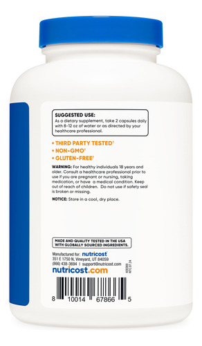 Suplemento Nutricost Monolaurina 1000mg 240 Cápsulas - Imagem 5