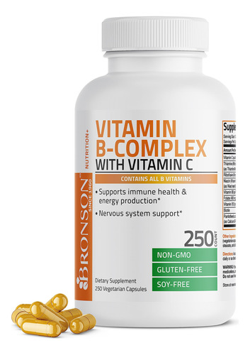Suplemento Do Complexo De Vitamina B Bronson Com Vitamina C