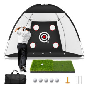 Golf Net Muvpoh 10 X 7 Pés Com Tapete De Rebatida E Bolas De